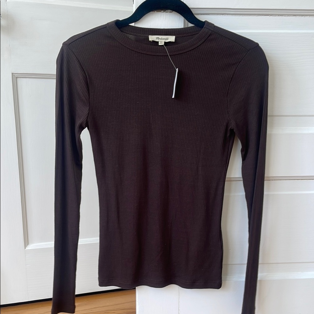 Madewell Brown Long Sleeve Ribbed Top
